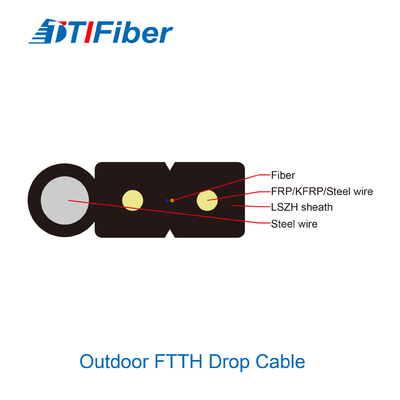 Оптически волокно Ftth падает кабель 2/4/6/8 крытых одиночного режима ядра на открытом воздухе