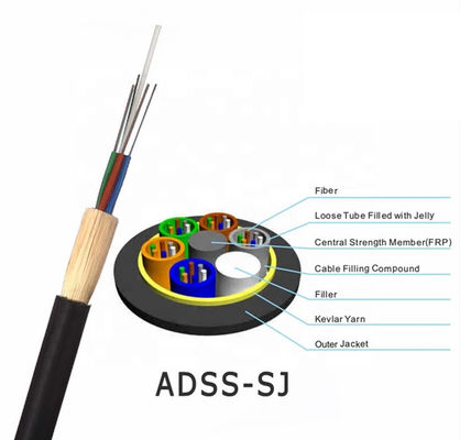 ADSS Волоконно-оптический кабель 24-144 ядра FRP Центральная прочность Член Единый режим