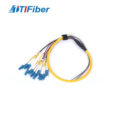 отрезок провода оптического волокна 0.9mm 12core LC SM с желтым кабелем оптического волокна