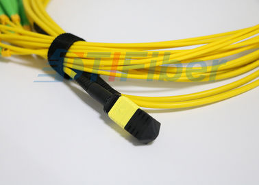 Ядр МПО желтого цвета 12 к кабелям заплаты оптического волокна ФК для сети телекоммуникаций