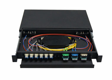 Положите установленную коробку на полку оптического волокна терминальную с переходниками/отрезками провода SC