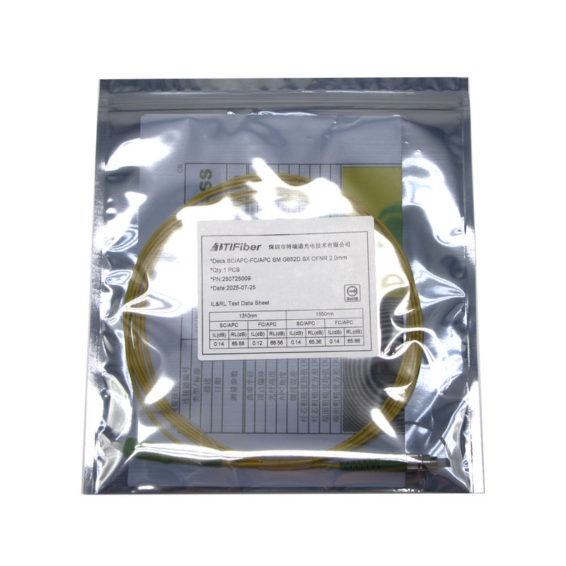 Новый дизайн испытано одномодный симплекс 3 5 10M SC / APC - FC / APC FTTH OFNP Fiber Optic Patch Cord